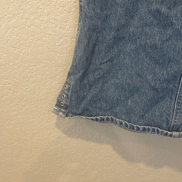 Vintage OshKosh Floral Denim Skirtall Jumper Girls 6 Flag Embroidery July 4th - Picture 4 of 12